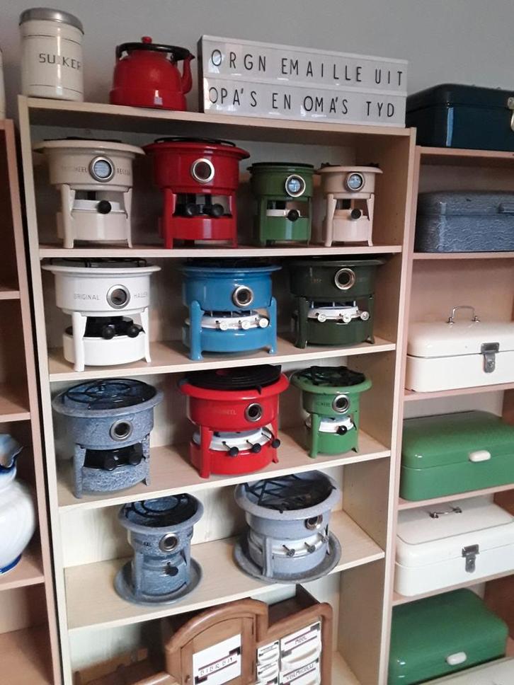 emaille oliestellen div. uitvoeringen 1-2-3-4 pitters 3foto, Antiek en Kunst, Antiek | Emaille, Ophalen of Verzenden