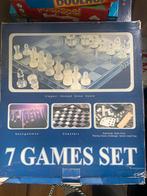7-in-1 glazen Spelletjes  Set - Schaken, Dammen, Backgammon, Een of twee spelers, Ophalen of Verzenden, Gebruikt, Reisspel
