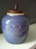 grijs-blauwe gemberpot met houten deksel, jaren 60, Antiek en Kunst, Ophalen