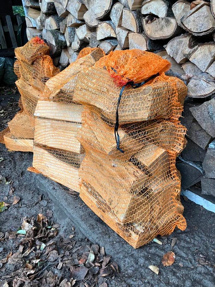 Droog Haardhout/Brandhout in handige grote netzakken, Tuin en Terras, Haardhout, Blokken, Eikenhout, Minder dan 3 m³, Ophalen