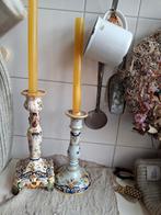Antieke handgeschilderde Portugese kandelaars, Antiek en Kunst, Ophalen of Verzenden