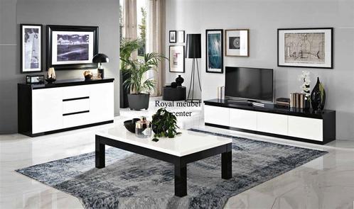 Woonkamer Forever 4 Hoogglans zwart wit marmer -SALE-, Huis en Inrichting, Complete inboedels, Ophalen of Verzenden