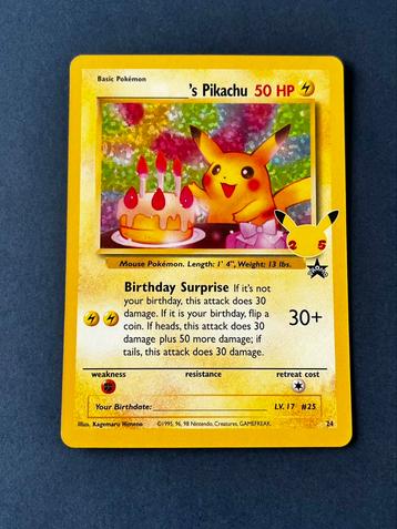 Pokemon kaart birthday pikachu celebrations beschikbaar voor biedingen