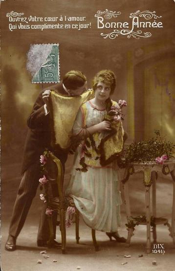 Cp47 oude gelopen franse ansichtkaart gelukkig nieuwjaar beschikbaar voor biedingen