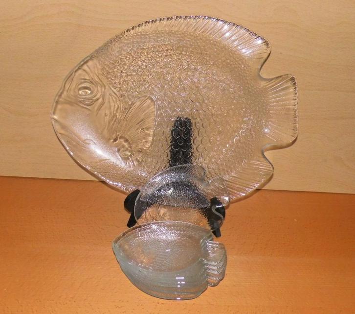 Vintage glazen vis serveerset, Antiek en Kunst, Antiek | Glas en Kristal, Ophalen of Verzenden