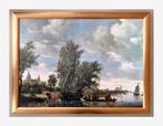 RIJKSMUSEUM SALOMON J. VAN RUYSDAEL 'VEERPONT' LINNEN REPRO, Antiek en Kunst, Kunst | Schilderijen | Klassiek, Ophalen