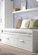 Brimnes bedbank wit 80-160x200cm, Bedbank uitschuifbaar tot 2p bed, Gebruikt, Overige maten, Eenpersoons