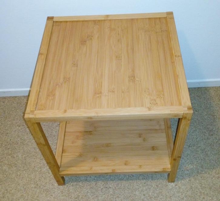 Bamboe bijzettafel, Huis en Inrichting, Tafels | Bijzettafels, Zo goed als nieuw, Vierkant, 45 tot 60 cm, Minder dan 55 cm, Ophalen