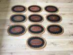 Indonesische houten ovale placemats met rotan rand (10), Ophalen of Verzenden, Zo goed als nieuw, Bord