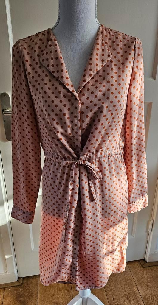 Roze jurk met stippen - Maat XS - merk Pieces, Kleding | Dames, Pyjama's, Zo goed als nieuw, Maat 36 (S), Ophalen of Verzenden