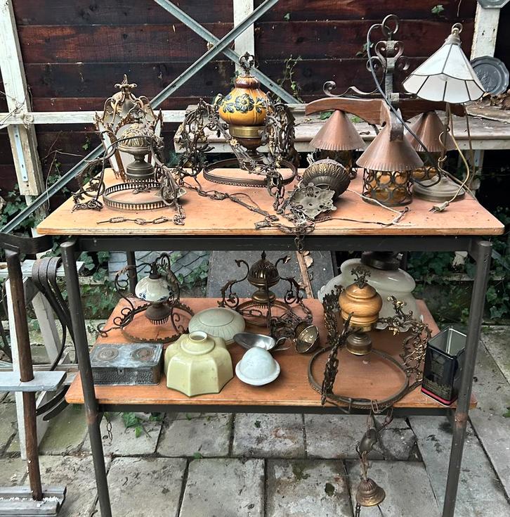 Lot 9 antieke hanglampen | licht | lamp | verlichting, Antiek en Kunst, Antiek | Lampen, Ophalen