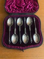 Antieke zilveren lepels in originele doos, Antiek en Kunst, Antiek | Bestek, Ophalen of Verzenden