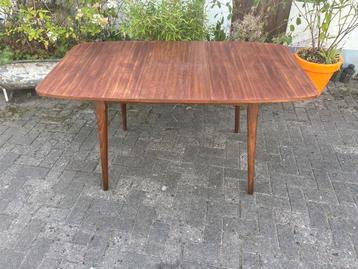 Eettafel teak fineer vintage retro jaren 60 uitschuif €120 beschikbaar voor biedingen