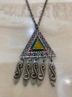 Vintage Driehoekige Hanger Ketting, Gebruikt, Ophalen of Verzenden, Zilver, Overige materialen