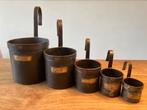 Set maatbekers met koperen maataanduiding, Ophalen of Verzenden