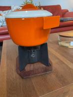 Fonduepan, oranje met wit, Witgoed en Apparatuur, Fonduesets, Ophalen, Gebruikt, Brander, Fondueset
