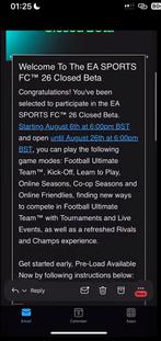 EA SPORTS FC 26 Beta Code hoogste bod, Ophalen, Online, 1 speler, Nieuw