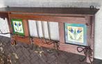 Art nouveau houten kapstok met siertegels, Antiek en Kunst, Ophalen