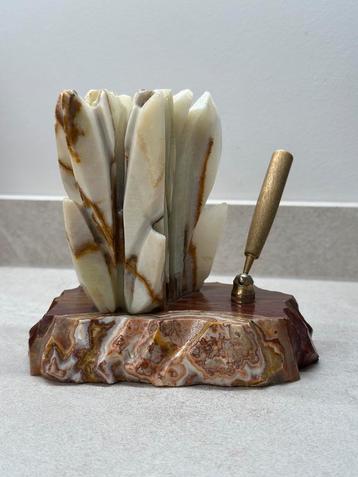 Vintage onyx brievenhouder met penhouder jaren 60s/70s beschikbaar voor biedingen
