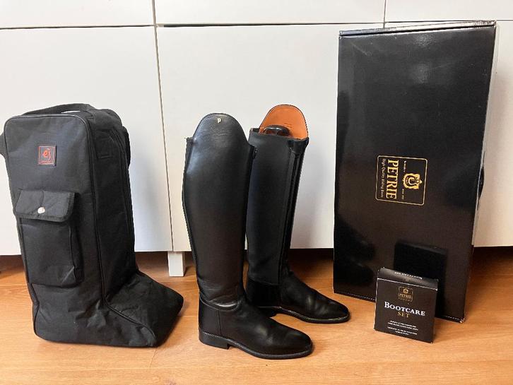 Zwarte Petrie dressuurlaarzen maat 5,5 (38-39) - Als nieuw!, Dieren en Toebehoren, Paardrijkleding, Zo goed als nieuw, Schoeisel