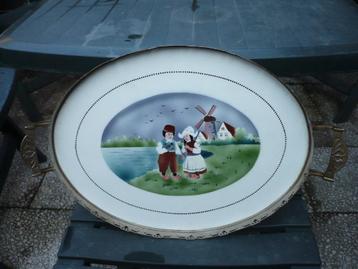 Schitterend puntgaaf groot antiek porseleinen theeblad beschikbaar voor biedingen