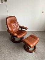Stressless fauteuil met voetenbank, Ophalen, Gebruikt, 50 tot 75 cm, Hout