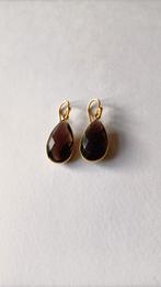 Fraaie zilver vergulde oorbellen met Rookkwarts, Hangers, Verzenden, Nieuw, Met edelsteen