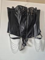 Pu leren steampunk Corset, Kleding | Dames, 5 cm of meer, Zwart, Gedragen, Verzenden