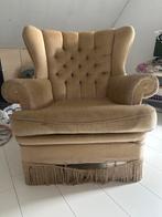 Ouderwetse Beige Fauteuil, Ophalen of Verzenden, Gebruikt, Stof, 75 tot 100 cm