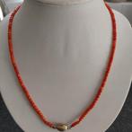 Bloedkoraal Ketting met Gouden Slot, Verzenden, Zo goed als nieuw, Met edelsteen, Rood
