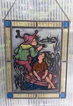 Glas in lood tafereeltje aan de waterkant, Antiek en Kunst, Antiek | Glas en Kristal, Ophalen of Verzenden