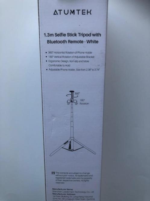 Selfie stick  Atumtek  Kleur wit, Audio, Tv en Foto, Fotografie | Statieven en Balhoofden, Nieuw, Driepoot, Minder dan 150 cm