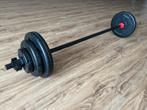 Body Pump set met halterstang, schijven en sluitingen, Sport en Fitness, Fitnessmaterialen, Ophalen, Gebruikt