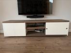 Tv meubel, wit met hout, Huis en Inrichting, Kasten | Televisiemeubels, 150 tot 200 cm, Minder dan 100 cm, Gebruikt, 50 tot 75 cm