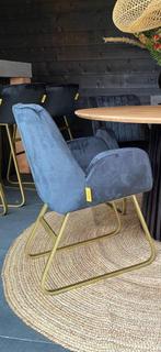 Luxe ronde eettafel (acaciahout) + 4 velvet stoelen z.g.a.n, Huis en Inrichting, Tafels | Eettafels, Ophalen, Metaal, Rond, Zo goed als nieuw