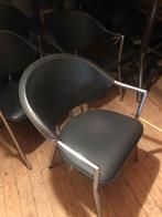 4x nette zwart lederen stoelen met alu frame!, Ophalen, Zwart, Leer, Zo goed als nieuw