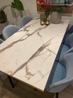 Eettafel wit marmer, Ophalen, 50 tot 100 cm, Zo goed als nieuw, Vijf personen of meer