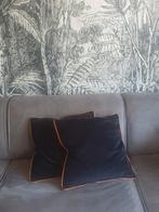 2x zwart velours kussen 45x45, Huis en Inrichting, Woonaccessoires | Kussens, Ophalen of Verzenden, Zo goed als nieuw, Zwart, Vierkant