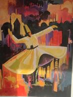 olieverf kleurrijke Derwish danser in Istanbul, Ophalen of Verzenden