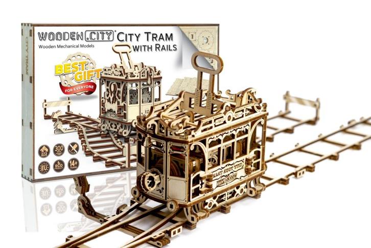 3D Houten Puzzel City Tram + Rails 1:30 - DIY Wood Build, Hobby en Vrije tijd, Denksport en Puzzels, Nieuw, Rubik's of 3D-puzzel