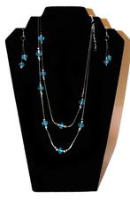 Setje glas facet kralen zilver plated ketting en oorbellen, Marktplaats@koningsieraden.nl, Overige materialen, Nieuw, Verstelbaar