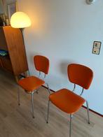 Oranje retro stoelen leuk voor vintage interieur, Huis en Inrichting, Stoelen, Twee, Gebruikt, Ophalen of Verzenden, Overige kleuren