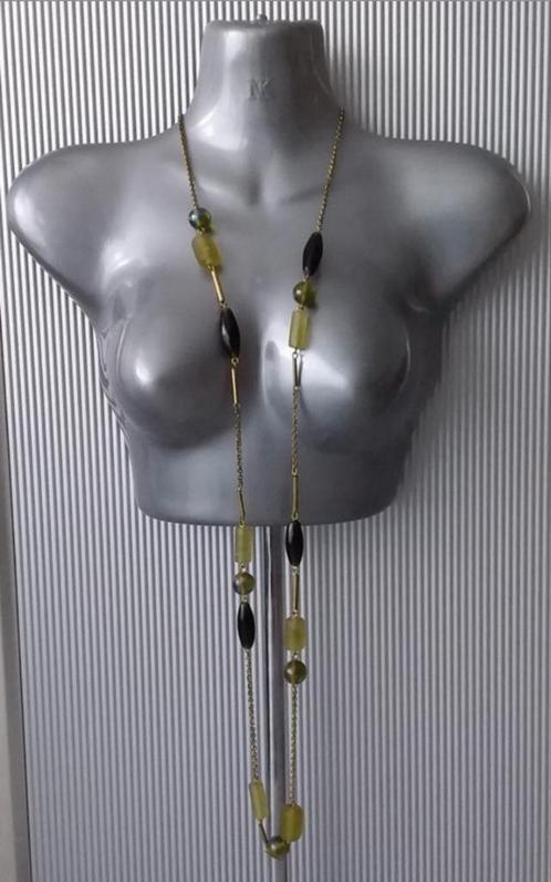Manouk - lange ketting met div. kralen, Sieraden, Tassen en Uiterlijk, Kettingen, Nieuw, Overige materialen, Groen, Met hanger