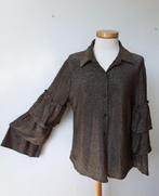 Tricot blouse bruin/goud mt L van Sophie&Me met volants, Maat 38/40 (M), Sophie&Me, Bruin, Verzenden
