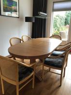 Eiken eethoek tafel en stoelen, Ophalen, Zo goed als nieuw, 4 tot 6 stoelen