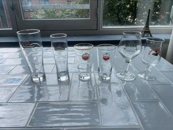 Set van 6 bierglazen–Heineken, Amstel, Brand, Birra Moretti beschikbaar voor biedingen
