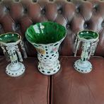 Opaline kristal met smaragdgroen overlay 3 delig, Ophalen