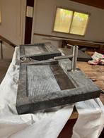 Twee grijsblauw hardsteen wastafel Balance met tussenblad, Ophalen, Gebruikt, Rvs, Wastafel