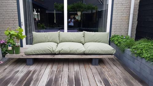 Steigerhouten loungebank inclusief kussens, Tuin en Terras, Tuinsets en Loungesets, Gebruikt, Loungeset, Steigerhout, 3 zitplaatsen