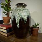 Vintage hoge West Germany vaas : bruin & muntgroen, Ophalen, Overige kleuren, Aardewerk of Porselein, Zo goed als nieuw